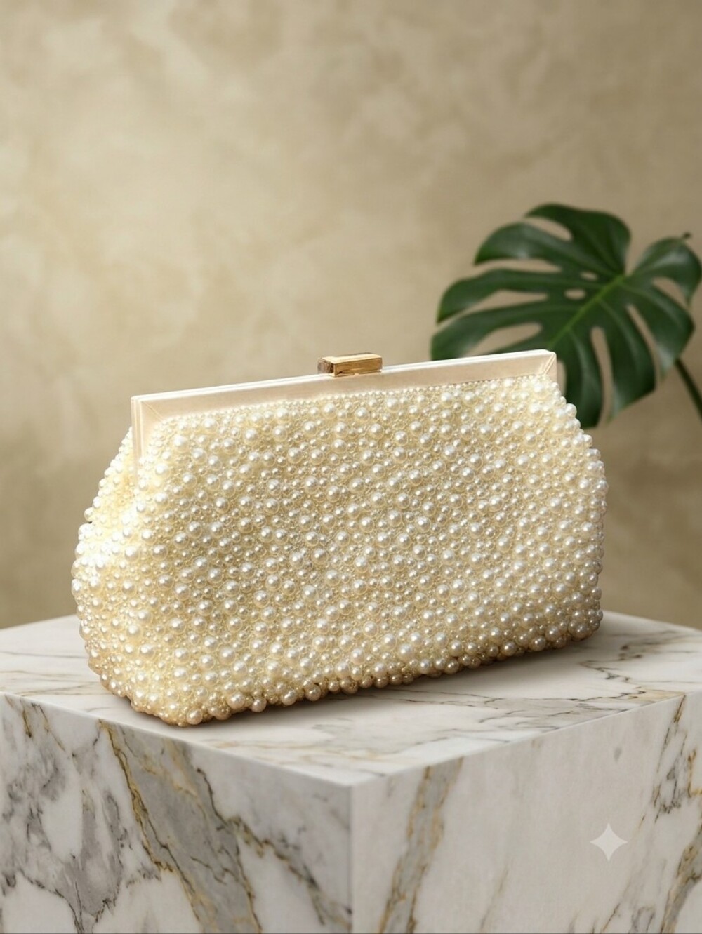 Urban Expressions Women's Ivory Pearl-Embellished Cream Evening Clutch